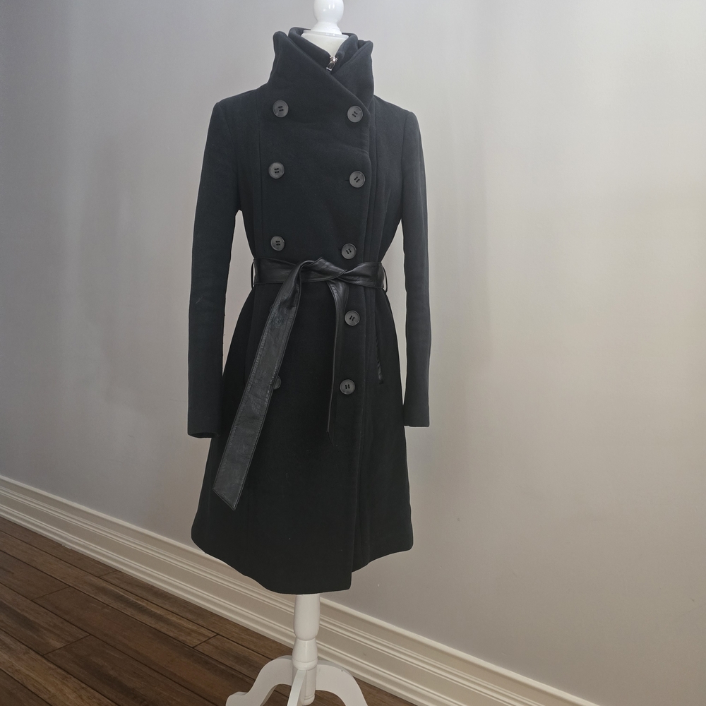 Mackage Bluish/green Coat with Leather Belt Belt